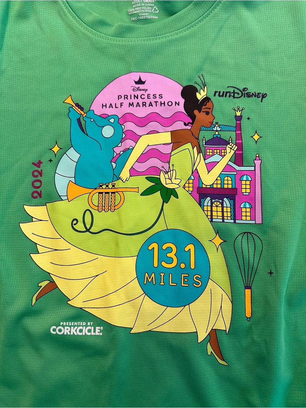 RunDisney Princess Half Marathon 2024 Tiana Green Women’s Small Athletic Shirt